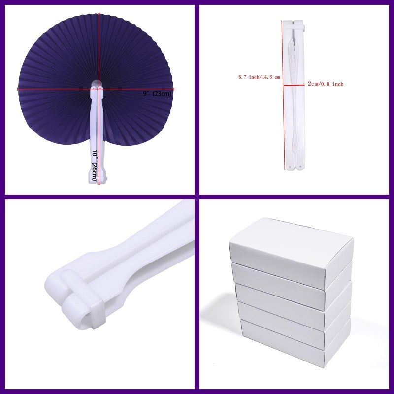 Bestage 20 Pieces Decorative Paper Folding Hand Fans Handheld,Purple Round Wedding Foldable Fans Chinese and Japanese Fans Bulk for Bridal Guest Church Party Favors Dancing Birthday DIY - Image 2